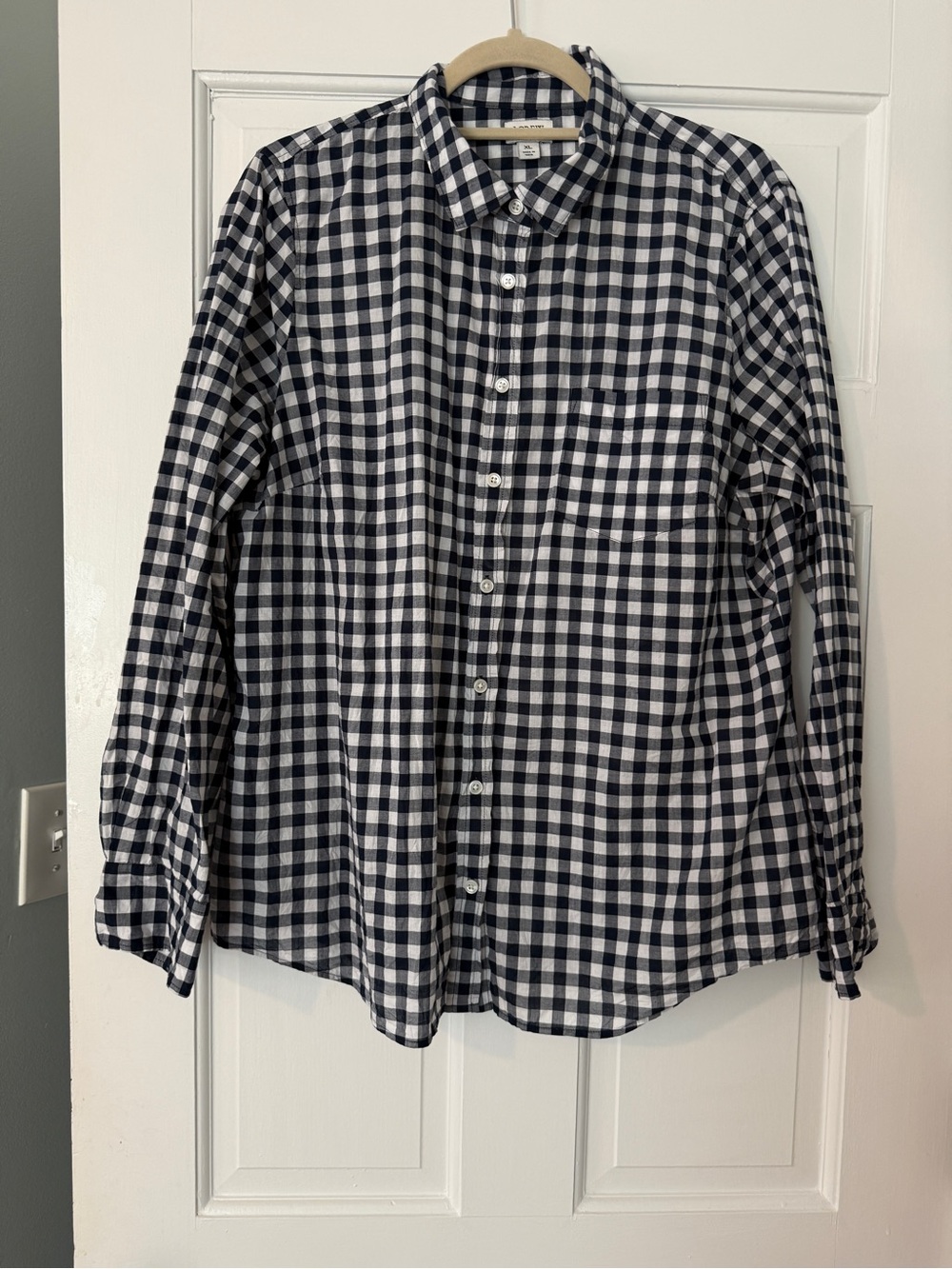 J. Crew Men's Navy and White Gingham Button-Down Shirt